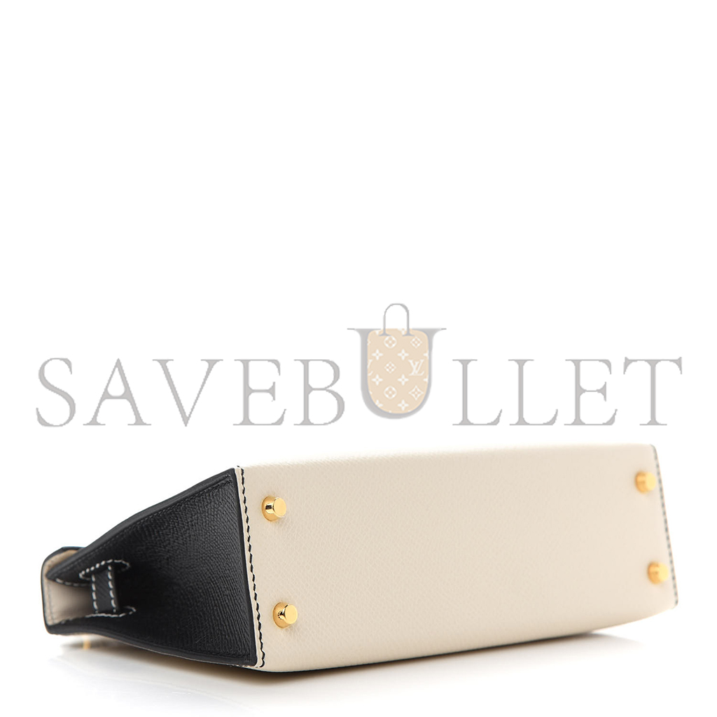 HERMÈS MASTER EPSOM HORSESHOE MINI KELLY II CRAIE BLACK (19*12*5.5cm)